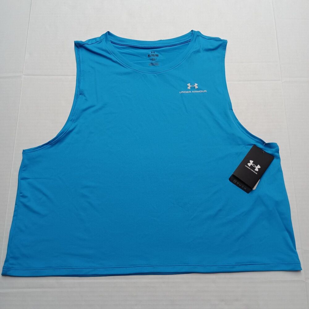 NWT Under Armour RUSH Vanish Energy Women's XL Extra Large Crop‎ Tank Top Blue